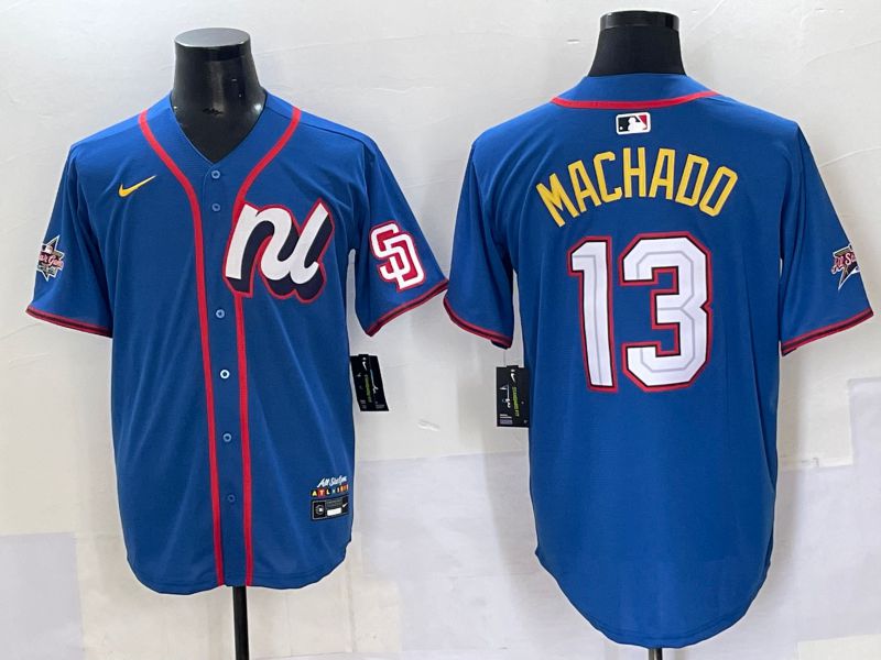 Men San Diego Padres #13 Machado Blue All star Nike MLB Jersey style 1